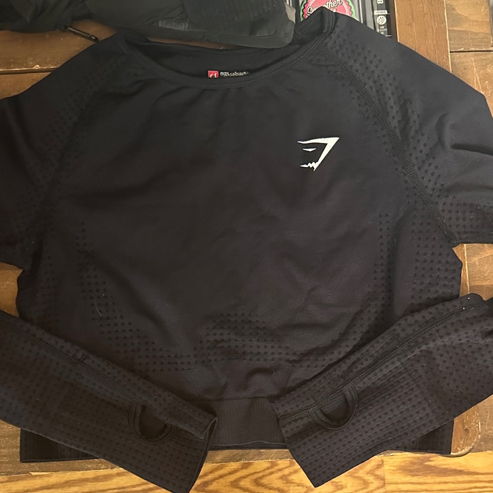 Gymshark Black Perforated Long Sleeve Top
